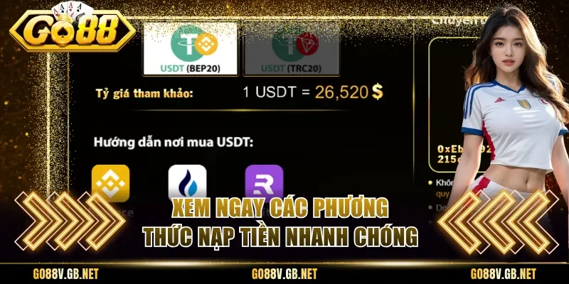 Xem ngay các phương thức nạp tiền nhanh chóng
